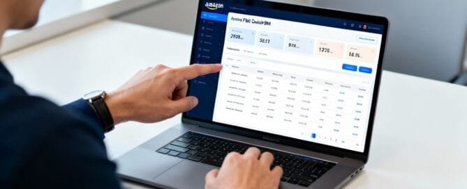 Amazon FBM dashboard management on laptop
