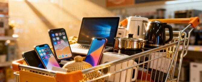 Amazon shopping cart filled with deals