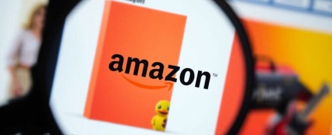 Magnifying glass over Amazon product listing