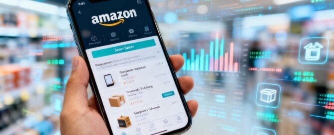 Amazon seller interface on a smartphone screen.