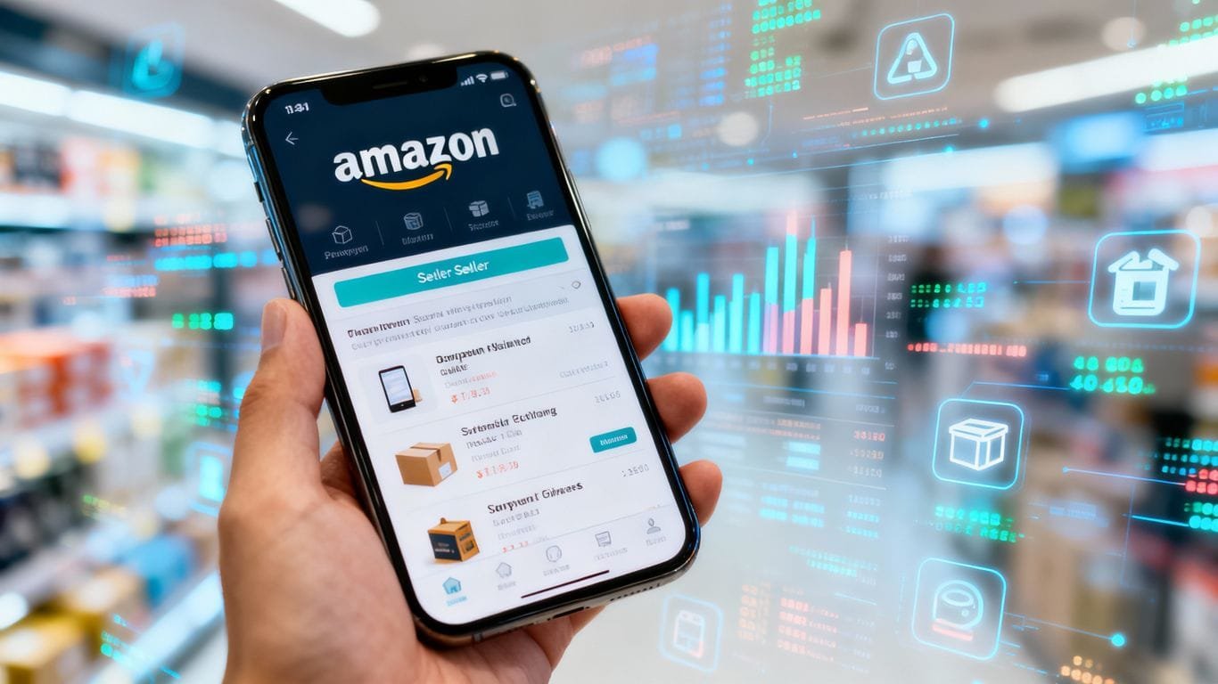 Amazon seller interface on a smartphone screen.
