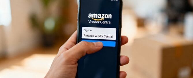 Amazon Vendor Central login screen on a smartphone.