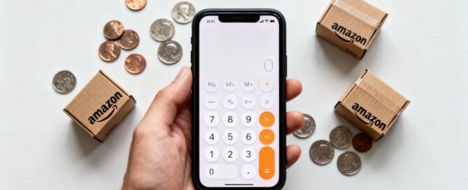 Amazon seller fees calculator on a smartphone screen.
