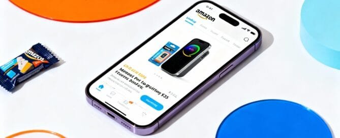 Smartphone displaying a compelling Amazon product listing with attractive visuals.