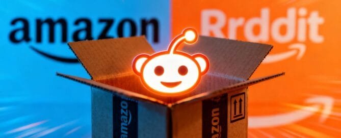Amazon dropshipping guide with Reddit icon.