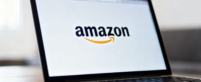 Amazon product title on a laptop screen.