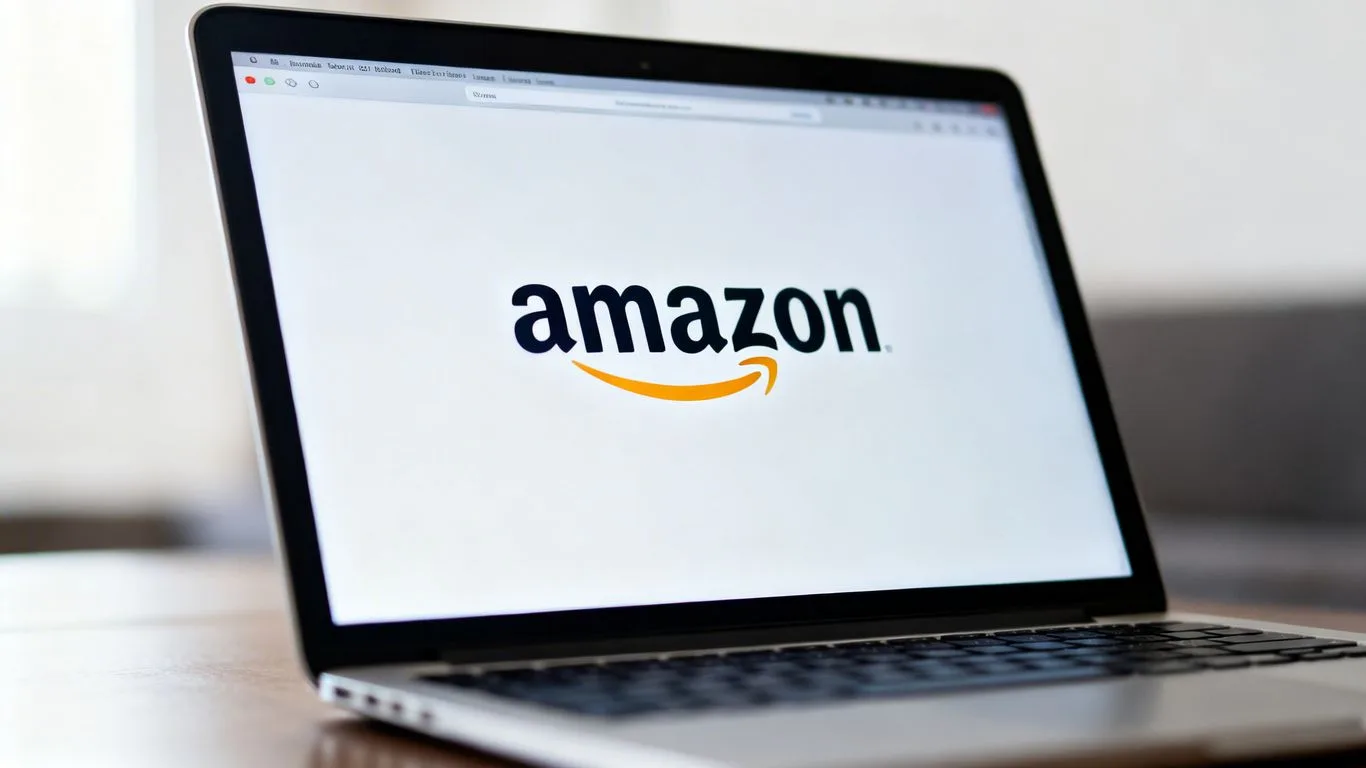 Amazon product title on a laptop screen.