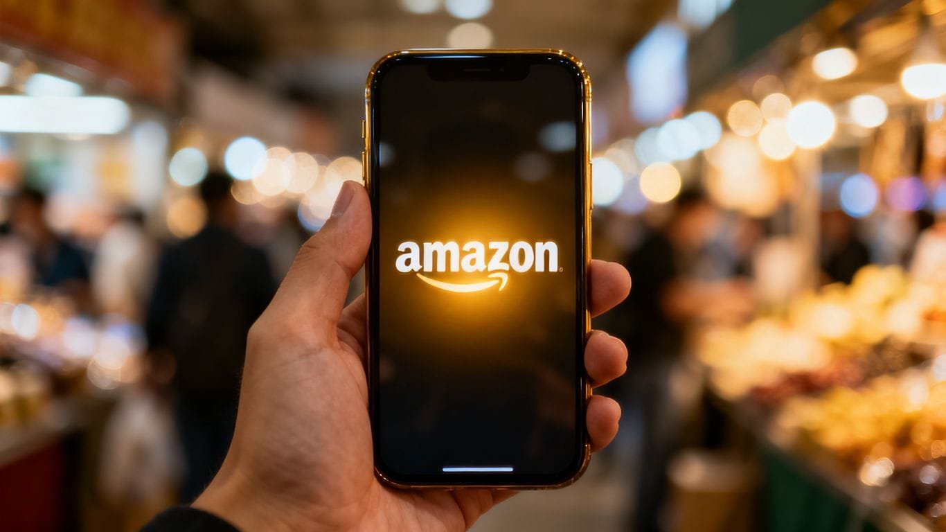 Amazon logo on a smartphone screen