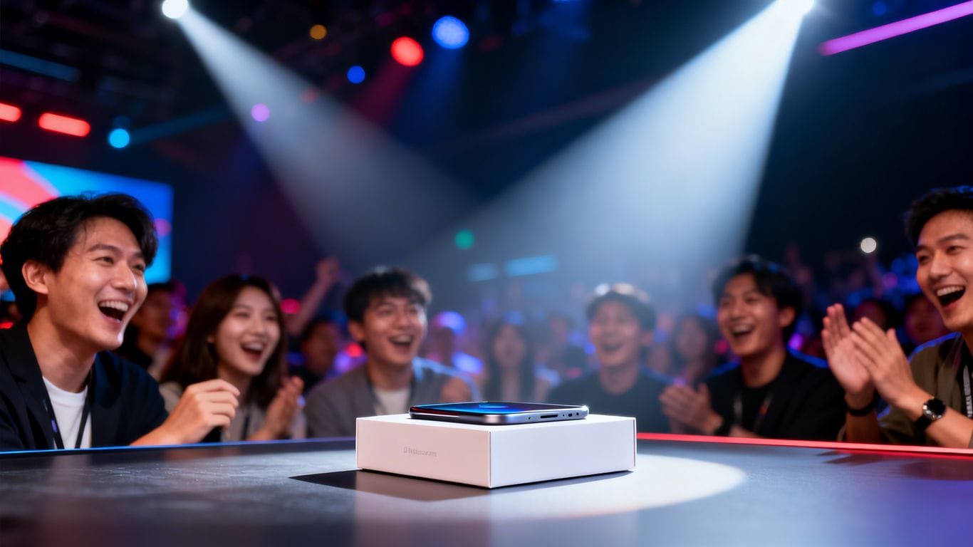 Amazon product launch event with spotlight on new gadget.