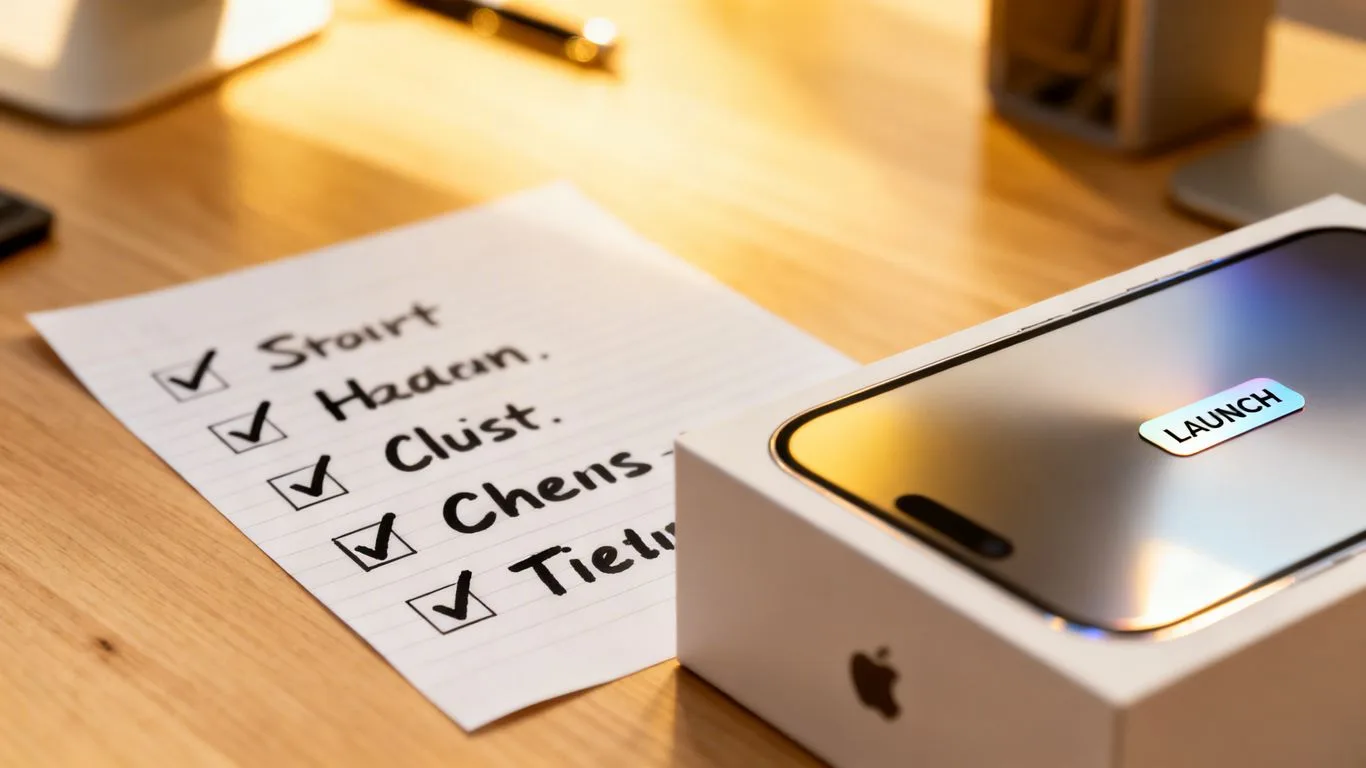 Amazon product launch checklist and new product box.