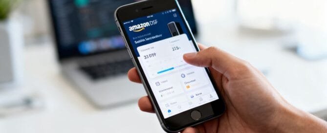 Amazon DSP interface on a smartphone screen.