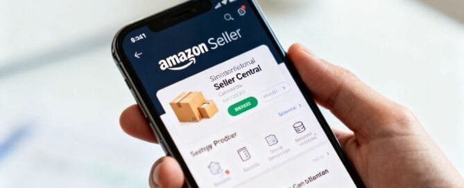 Amazon Seller Central interface on a smartphone screen.