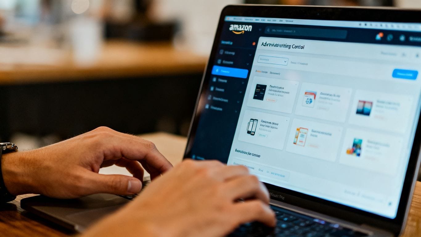 Amazon PPC automation guide on laptop screen