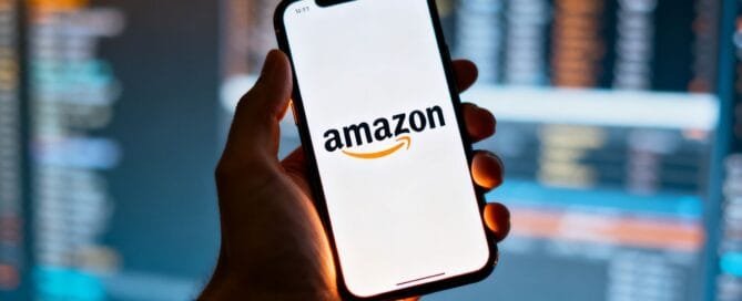 Amazon logo on a smartphone screen