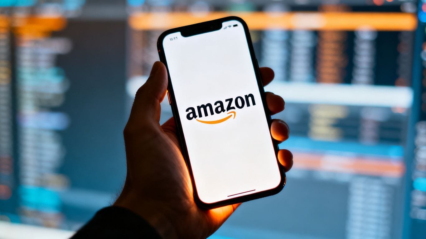 Amazon logo on a smartphone screen
