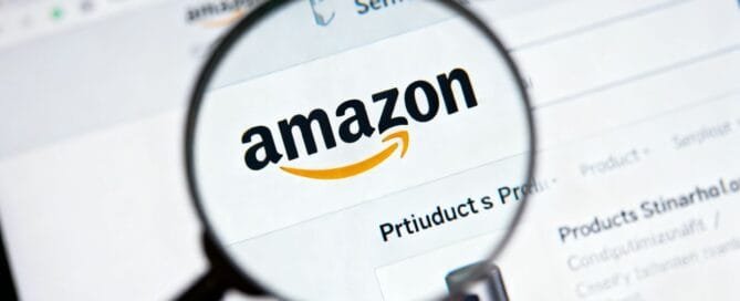 Magnifying glass over Amazon product listing