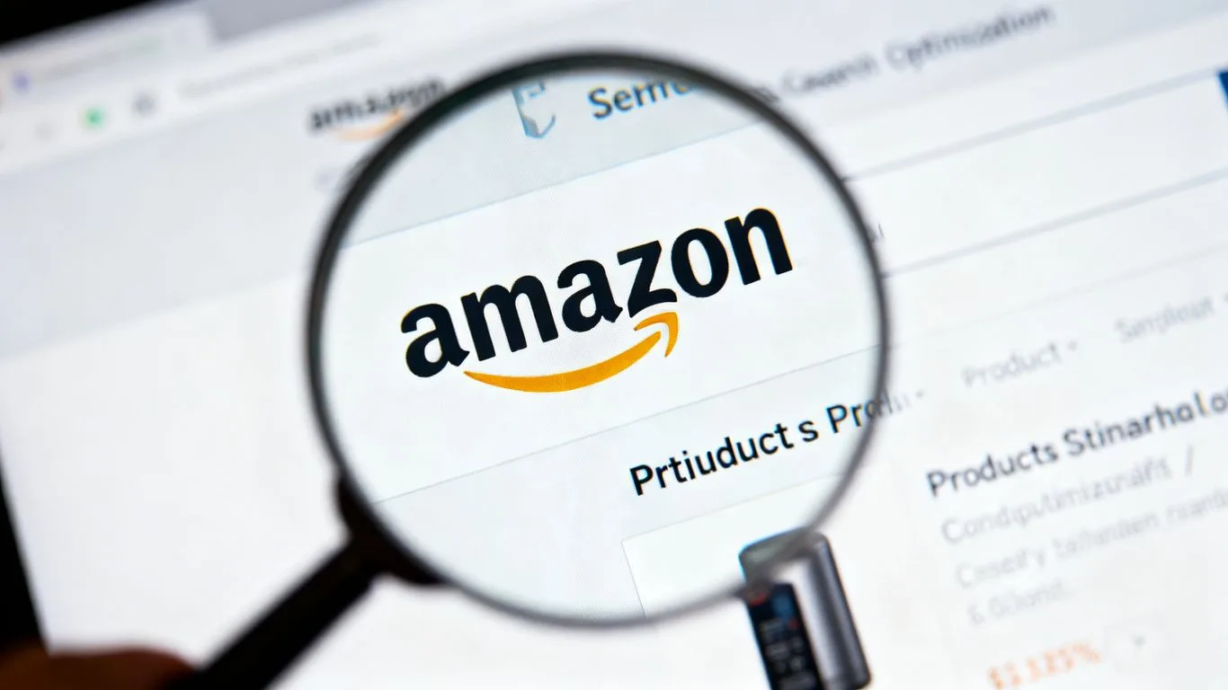 Magnifying glass over Amazon product listing